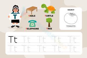 Color and Trace Letter T