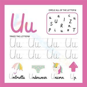 Circle & Trace the Cursive U Worksheet
