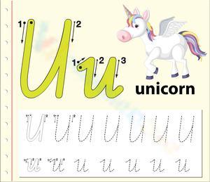 Unicorn Letter U Tracing