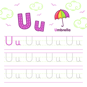 Letter U Tracing Worksheet | Printable Kindergarten Ready