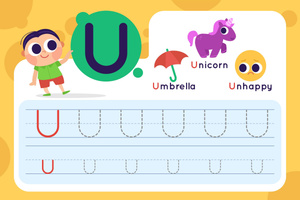 Tracing Letter U Practice Worksheet