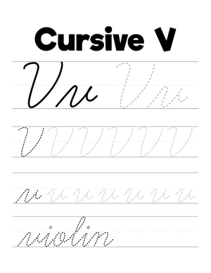 Cursive V: Practice Handwriting Skills