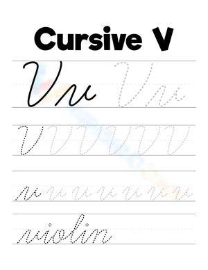 Cursive V: Practice Handwriting Skills