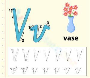 Cursive Writing: Letter V for Vase