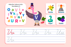 Grade 1 Cursive V — Printable No-Prep Worksheet