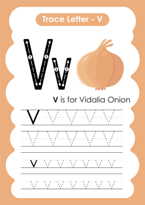 Letter V Tracing Practice Sheet