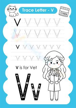 Letter V Tracing Practice for Kids