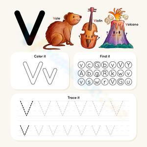 Color, Find & Trace: Letter V Activity