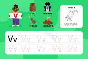 Color and Trace: Letter VV Practice