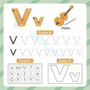 Trace, Find, and Color Letter V