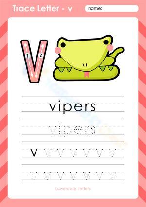 Letter V Writing Practice With Vipers