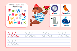 Cursive Letter W Worksheet | Grade 1 Printable