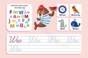 Letter W: Cursive Practice with W Words