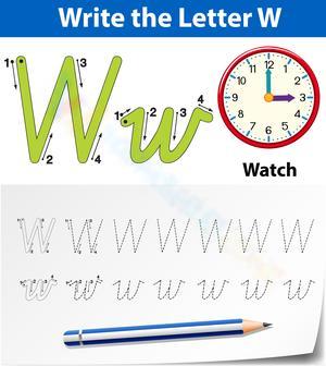 Tracing Letter W For Watch