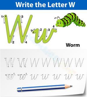 Learn to Write the Letter W with Worm
