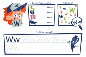 Printable Letter W Tracing Worksheet | Grade 1