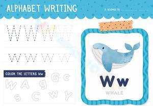 Letter W Tracing Worksheet | Whale Alphabet Practice