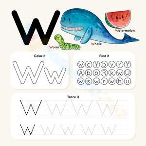 Letter W Worksheet | Tracing & Coloring