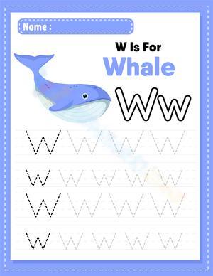 Tracing Letter Ww - W is for Whale
