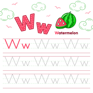 Letter W Tracing Worksheet | Grade K Printable