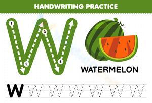 Letter W Handwriting with Watermelon