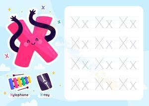 Uppercase and Lowercase X Tracing Worksheet