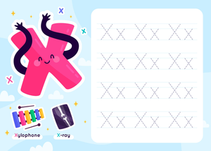 Uppercase and Lowercase X Tracing Worksheet