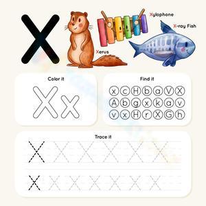 Letter X Activity Worksheet: Coloring, Finding, and Tracing