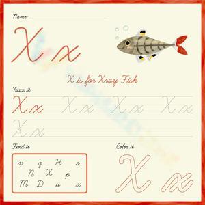 Trace Cursive Letter X Worksheet
