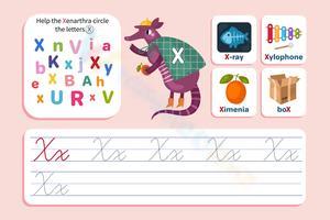 Cursive Letter X Worksheet with Xenarthra
