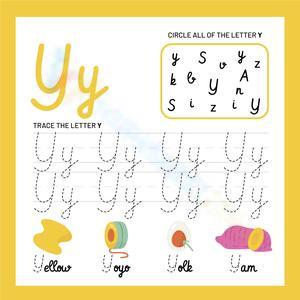 Circle and Trace the Cursive Letter Y