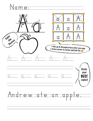 Printable Letter A Handwriting Worksheet | Grade 1