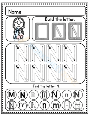 Practice Handwriting: Mastering Letter N
