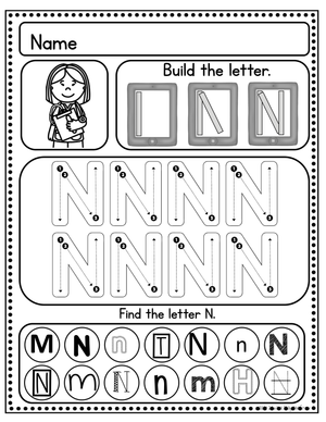 Practice Handwriting: Mastering Letter N