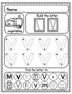 Letter V Worksheet: Printable Grade K Handwriting