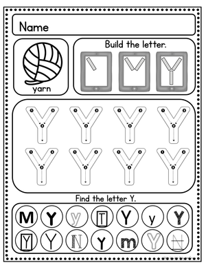 Essential Letter Y Handwriting Worksheet | Grade K-1