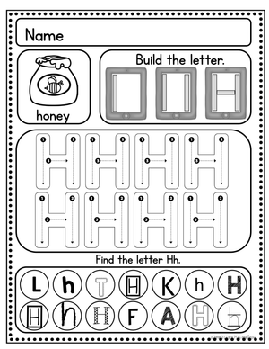 Grade K Letter H — Printable No-Prep Worksheet