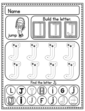 Handwriting Practice: Letter J Worksheet