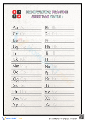 Adult Handwriting Practice Worksheet