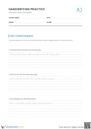 Adult Handwriting Practice Worksheet