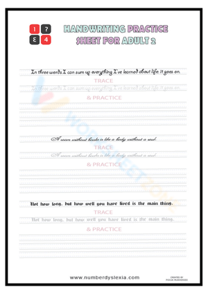 Practice Handwriting: Adults Worksheet