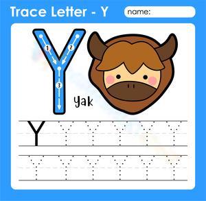Trace Letter Y: Handwriting Practice Worksheet