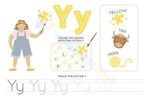 Color and Trace: Letter Y Activity Worksheet