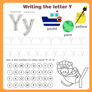 Letter Y Worksheet: Printable Grade K Practice