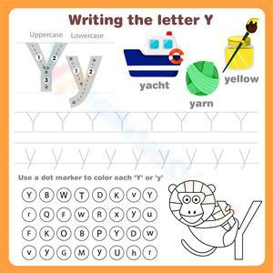 Alphabet Letter Y Handwriting Activities Worksheet
