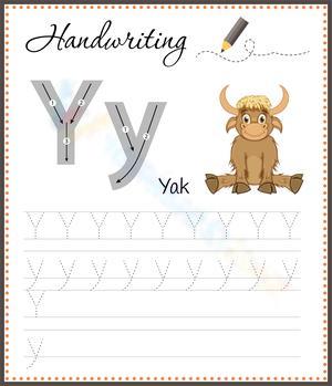 Handwriting Practice - Letter Yy Tracing Worksheet