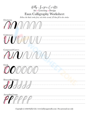 Faux Calligraphy Worksheet for Beginners 