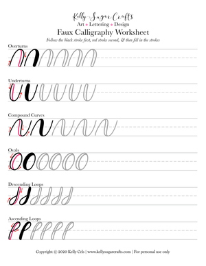 Grade 4 Faux Calligraphy — Printable No-Prep Worksheet