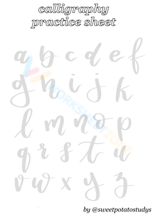 Calligraphy Alphabet Sheet: A to Z Practice
