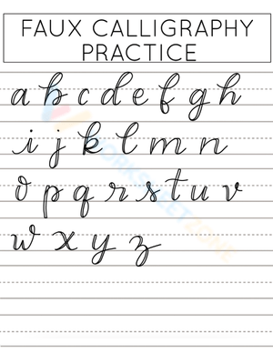 Lowercase Faux Calligraphy Alphabet Sheet